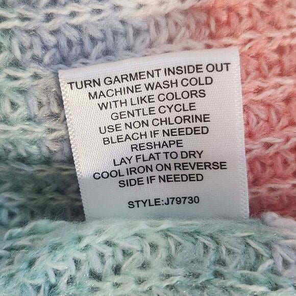 Hooked Up Pastel Stripe Sweater Size XL Pink Purple Green Pastel Sweater New