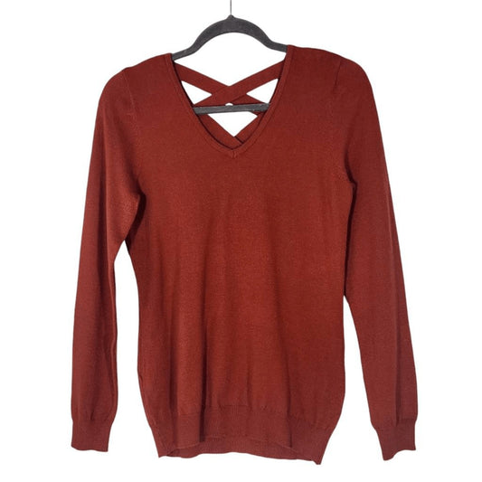 Love Ellie Orange Sweater with Criss Cross Back Size XS Rust Orange Fall Sweater