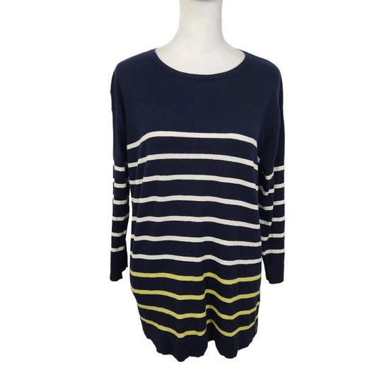 J. Jill Navy Striped Sweater Size Small Preppy Striped Pullover
