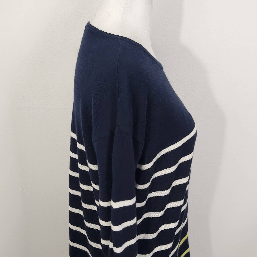 J. Jill Navy Striped Sweater Size Small Preppy Striped Pullover
