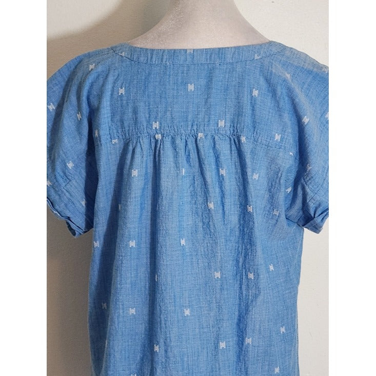 LOFT Blue Chambray Button Up Blouse Size Medium