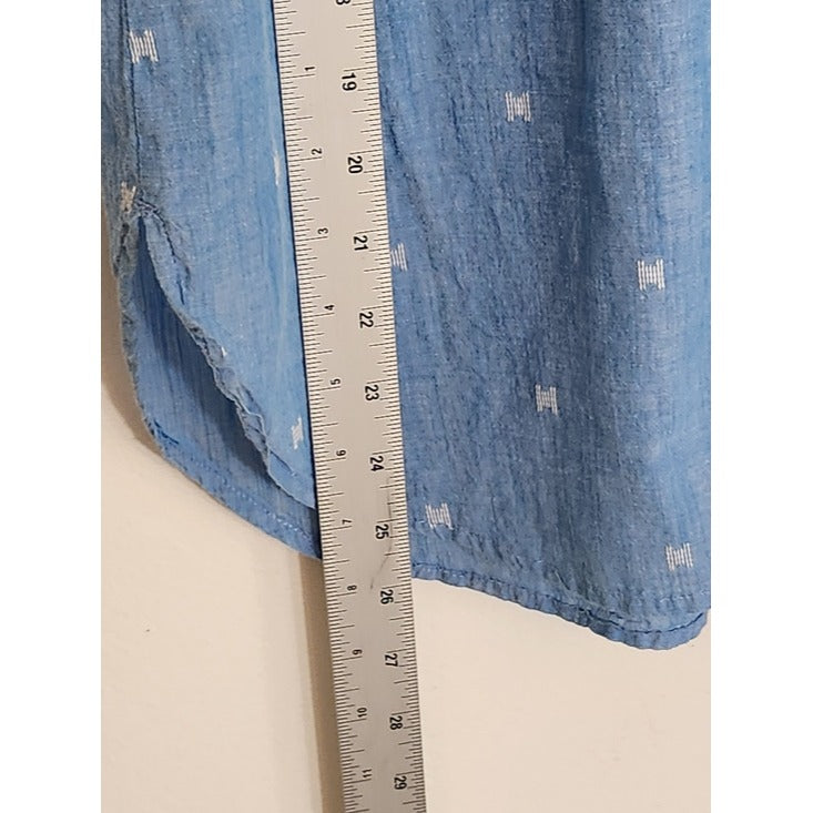 LOFT Blue Chambray Button Up Blouse Size Medium