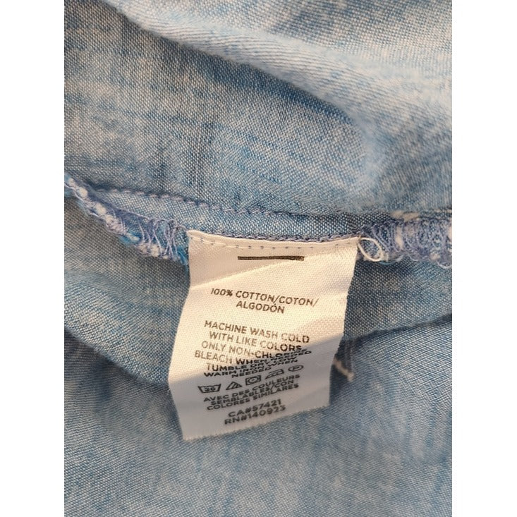 LOFT Blue Chambray Button Up Blouse Size Medium