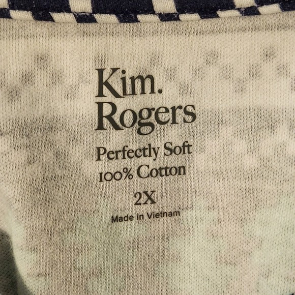 Kim Rogers Blue and Green Winter Print Perfectly Soft Tee Size 2X NWOT