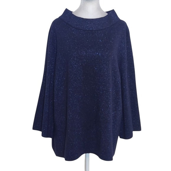 I.N. Studio Navy Blue Sparkly Sweater Size XL Mock Neck Navy Sweater