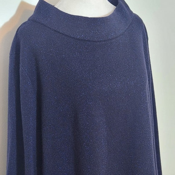 I.N. Studio Navy Blue Sparkly Sweater Size XL Mock Neck Navy Sweater