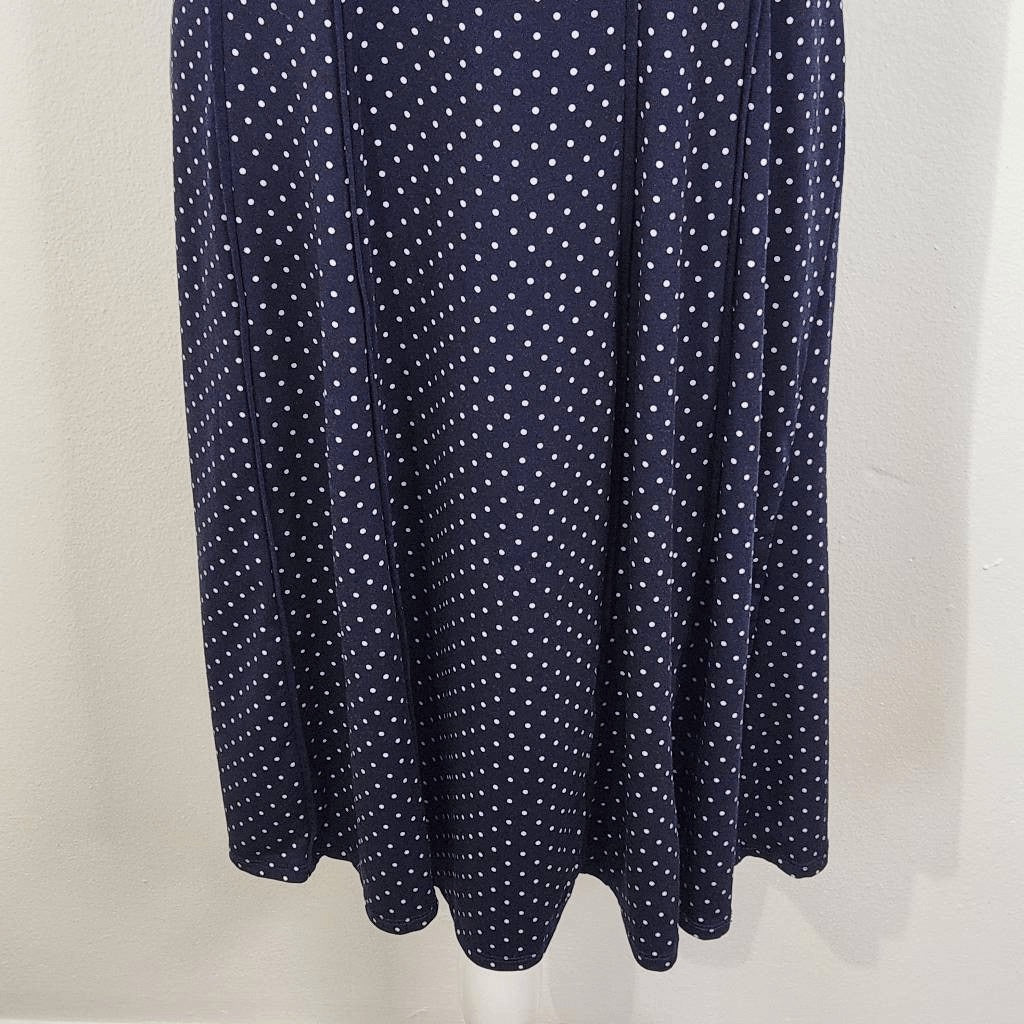 Robert Louis Navy Polka Dot Dress Size Medium Navy Sleeveless Dress