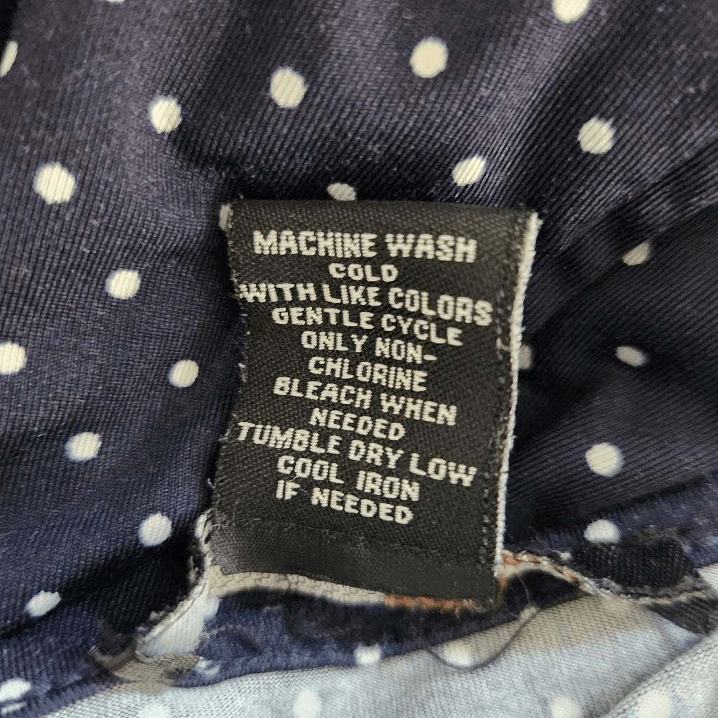 Robert Louis Navy Polka Dot Dress Size Medium Navy Sleeveless Dress