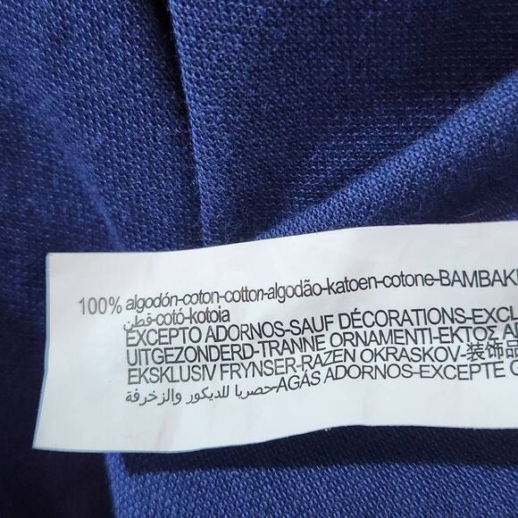 Zara Men's Navy Button-Up Shirt with faux Suede Trim Size XL Casual Navy Top