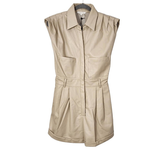 Grey Lab Cream Leather Romper NWT Size Small Cream Faux Leather Short Romper