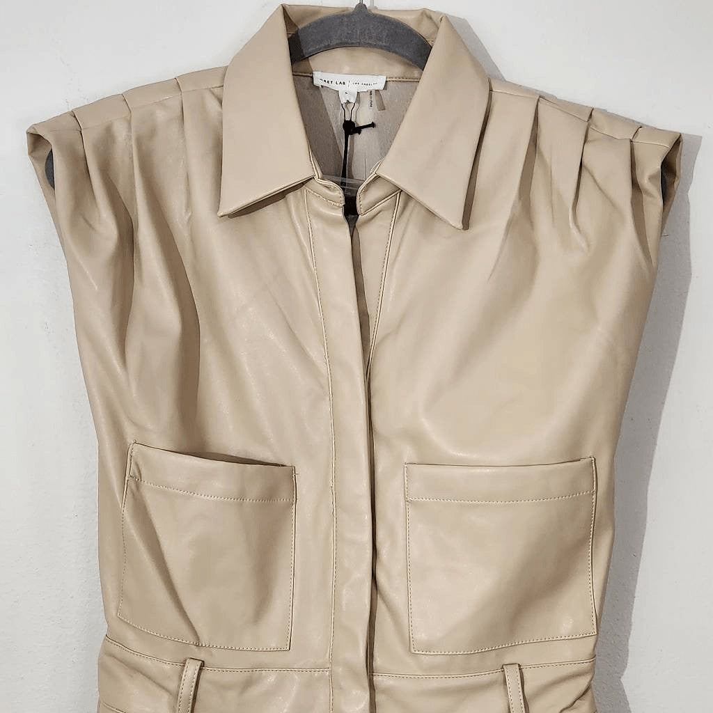 Grey Lab Cream Leather Romper NWT Size Small Cream Faux Leather Short Romper