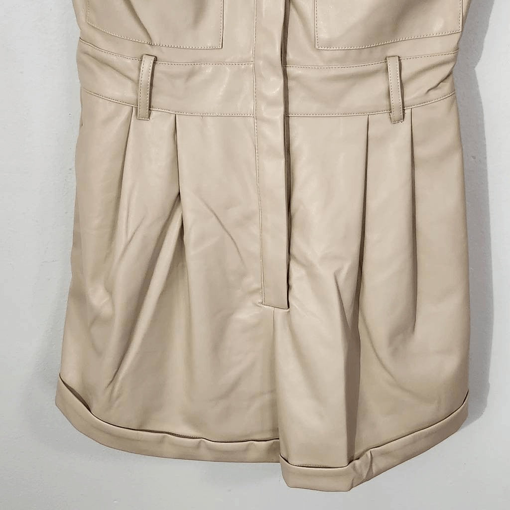 Grey Lab Cream Leather Romper NWT Size Small Cream Faux Leather Short Romper