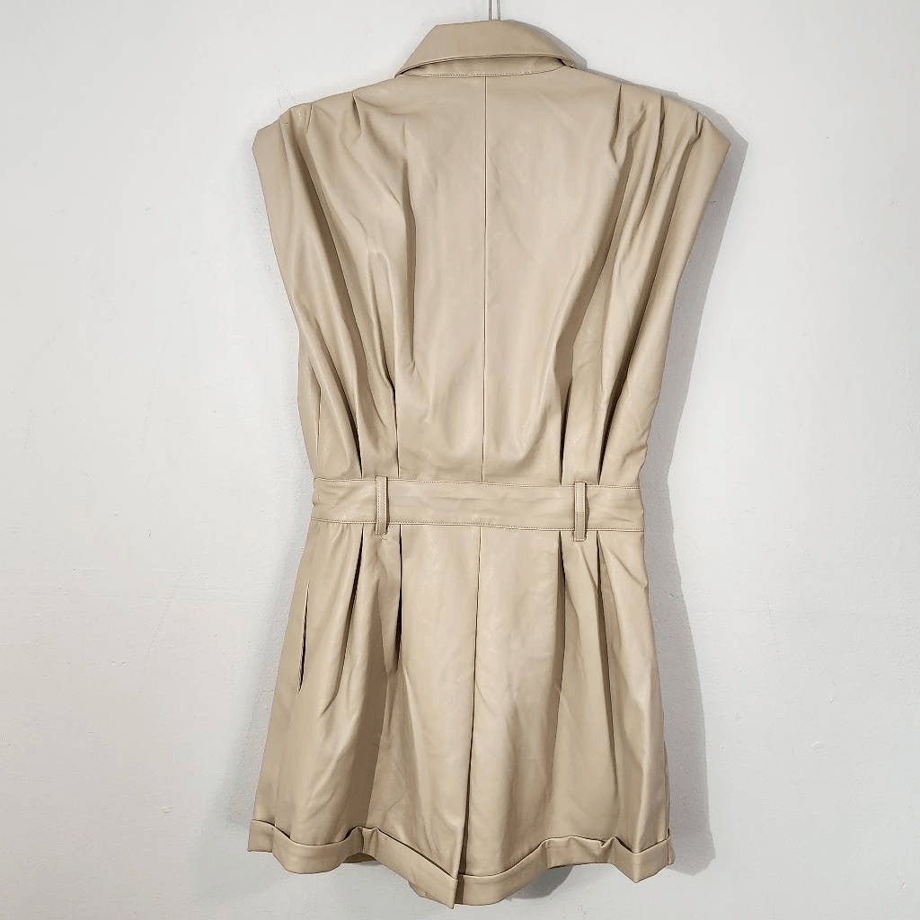 Grey Lab Cream Leather Romper NWT Size Small Cream Faux Leather Short Romper