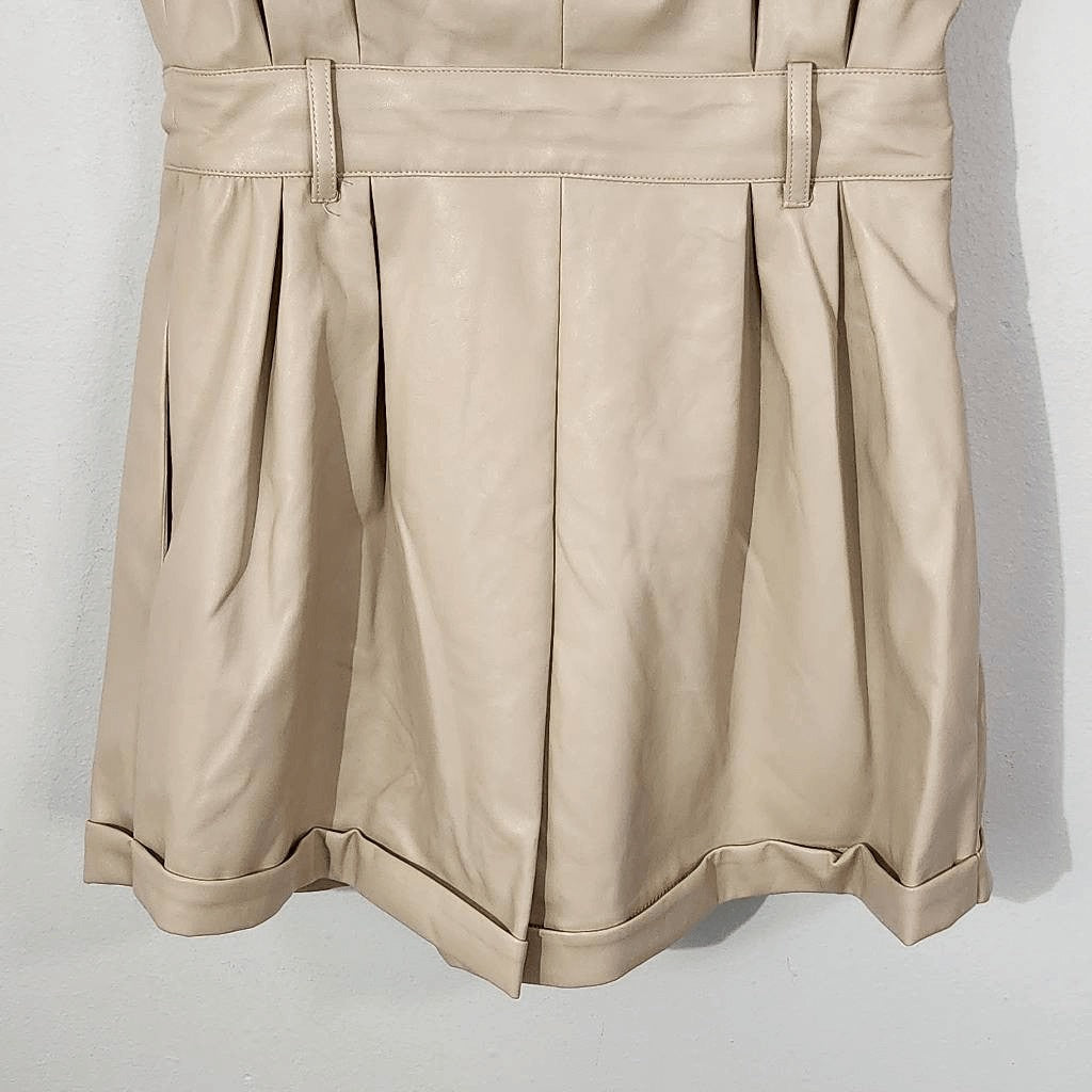 Grey Lab Cream Leather Romper NWT Size Small Cream Faux Leather Short Romper