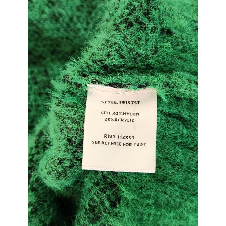 Sugarlips Green and Black Fuzzy Cropped Sweater Size Medium