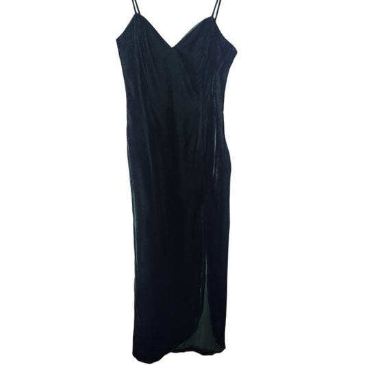Roberta Dark Green Velvet Formal Dress Bodycon with Side Slit Size 13/14