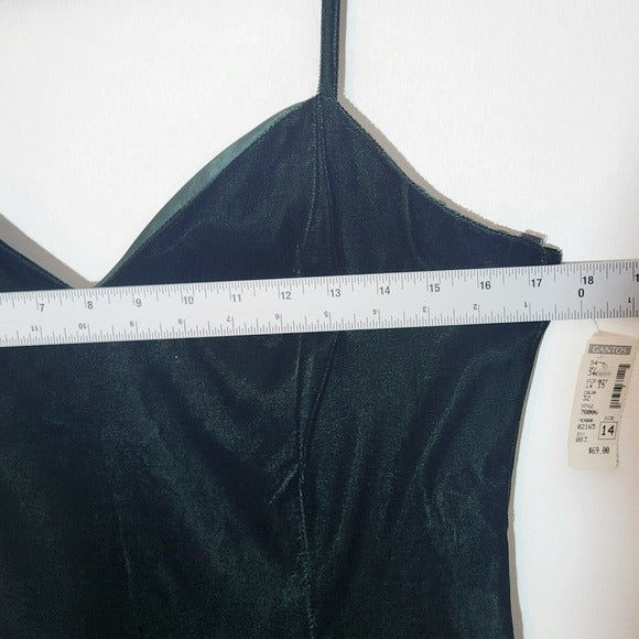 Roberta Dark Green Velvet Formal Dress Bodycon with Side Slit Size 13/14