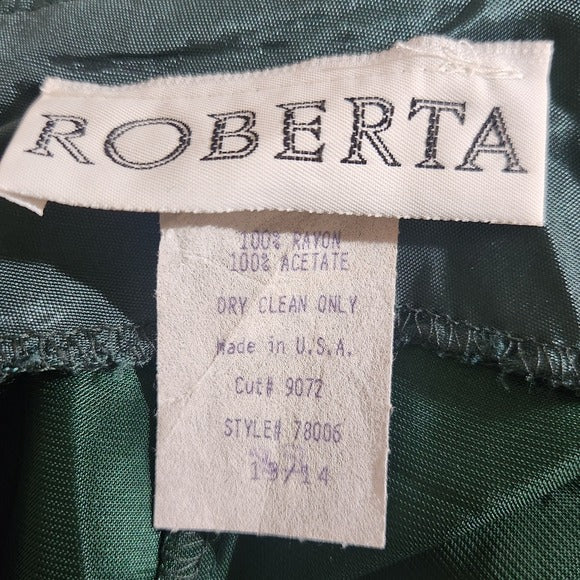 Roberta Dark Green Velvet Formal Dress Bodycon with Side Slit Size 13/14