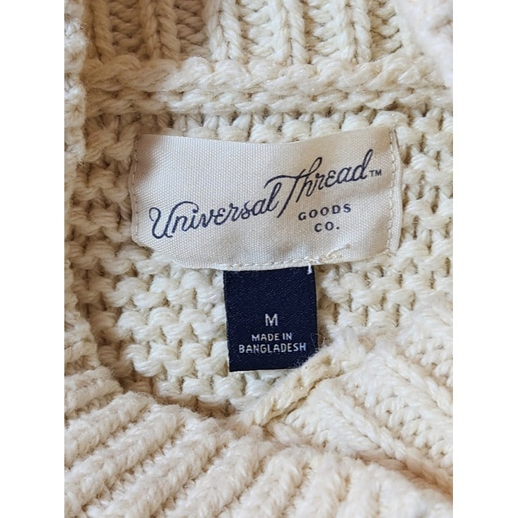Universal Thread Cream Cropped Sweater with Open Knit Sleeves Size Medium