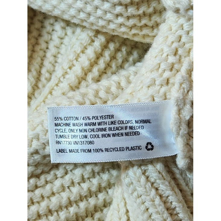 Universal Thread Cream Cropped Sweater with Open Knit Sleeves Size Medium