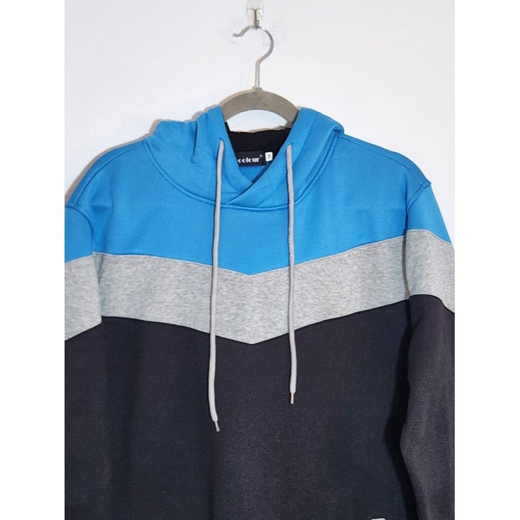Mooncolour Blue and Black Colorblock Hoodie Sweatshirt Size Medium NWT