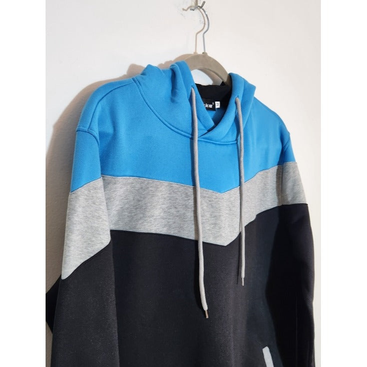 Mooncolour Blue and Black Colorblock Hoodie Sweatshirt Size Medium NWT