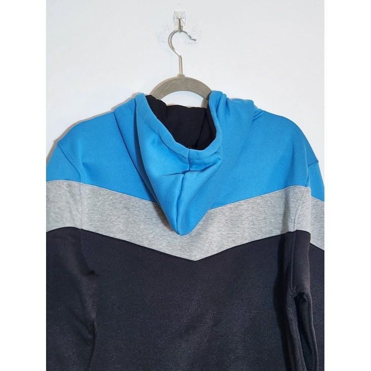 Mooncolour Blue and Black Colorblock Hoodie Sweatshirt Size Medium NWT
