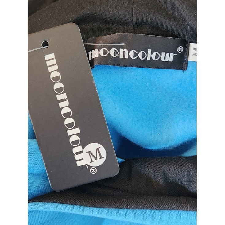 Mooncolour Blue and Black Colorblock Hoodie Sweatshirt Size Medium NWT