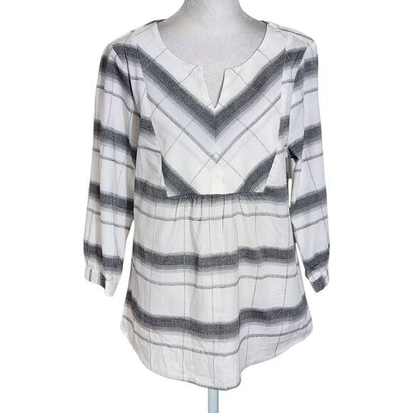 Peyton Primrose Gray Plaid Blouse Size Small Petite