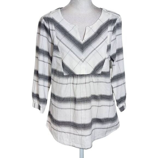 Peyton Primrose Gray Plaid Blouse Size Small Petite