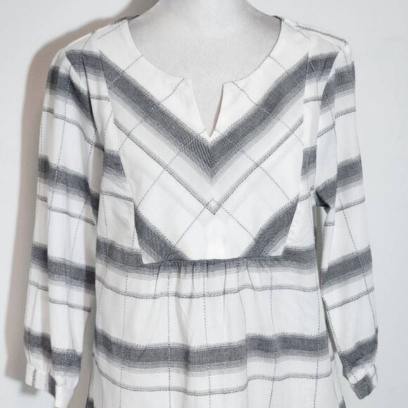 Peyton Primrose Gray Plaid Blouse Size Small Petite