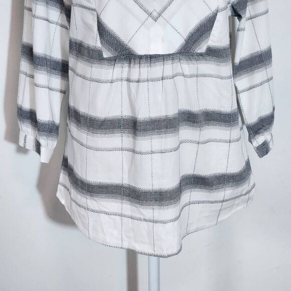 Peyton Primrose Gray Plaid Blouse Size Small Petite