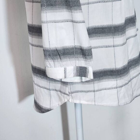 Peyton Primrose Gray Plaid Blouse Size Small Petite