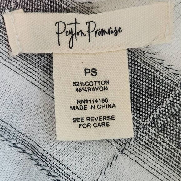 Peyton Primrose Gray Plaid Blouse Size Small Petite