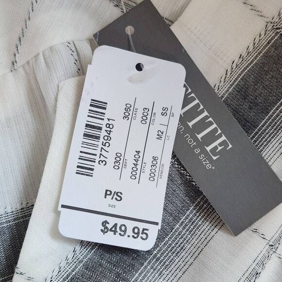 Peyton Primrose Gray Plaid Blouse Size Small Petite