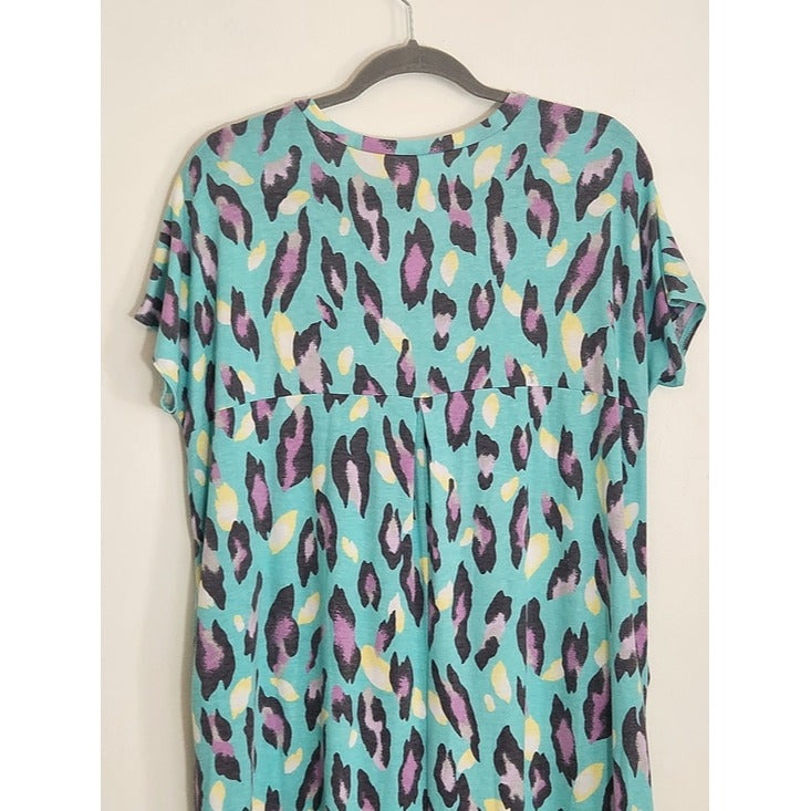 Turquoise Blue Leopard Print Maxi Dress Size Small NWOT