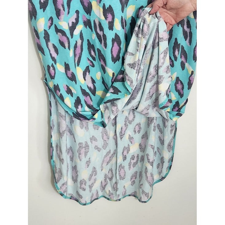 Turquoise Blue Leopard Print Maxi Dress Size Small NWOT