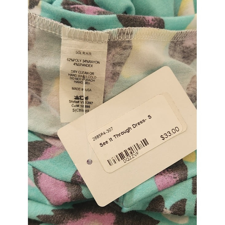 Turquoise Blue Leopard Print Maxi Dress Size Small NWOT