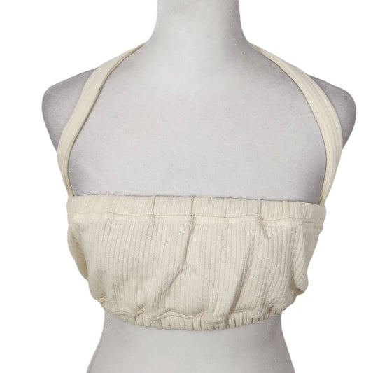 WeWoreWhat Cream Halter Crop Top Size Medium NWT Tie Neck Halter Top