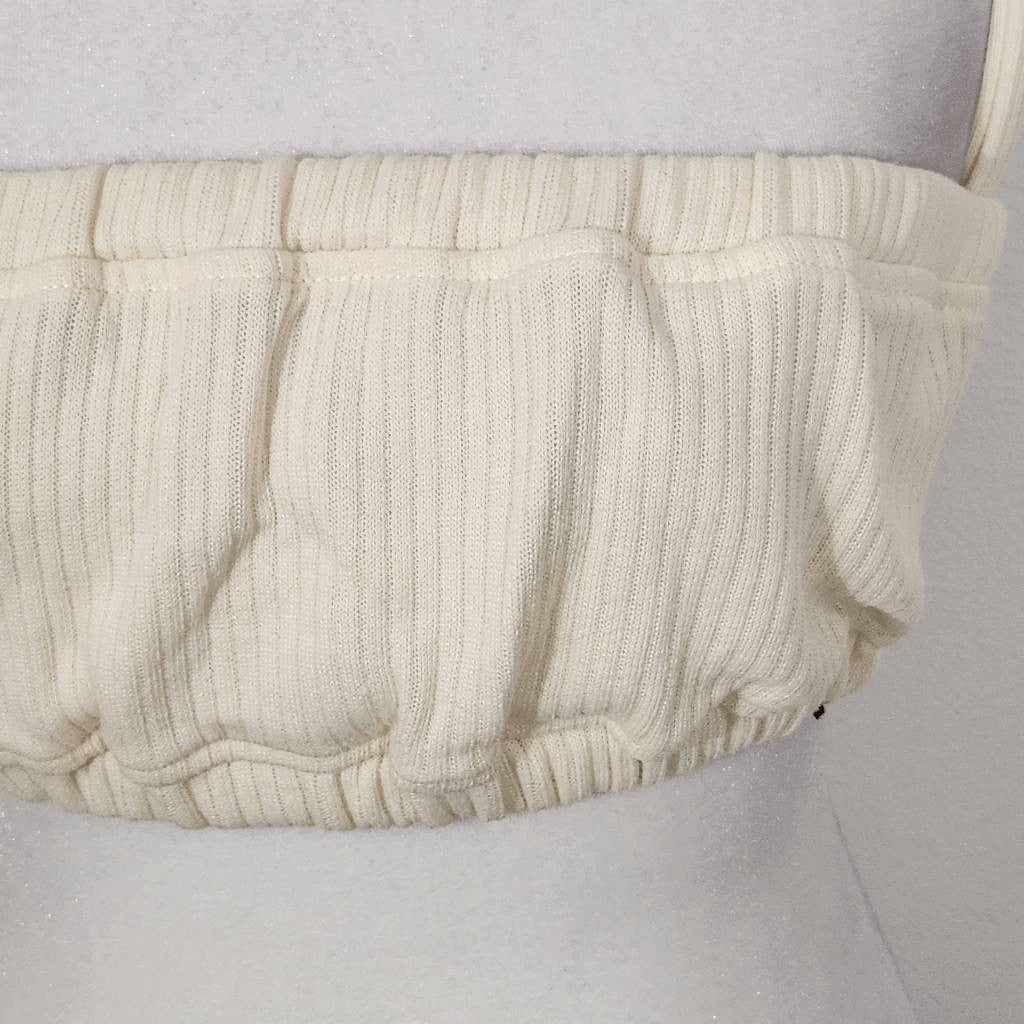 WeWoreWhat Cream Halter Crop Top Size Medium NWT Tie Neck Halter Top