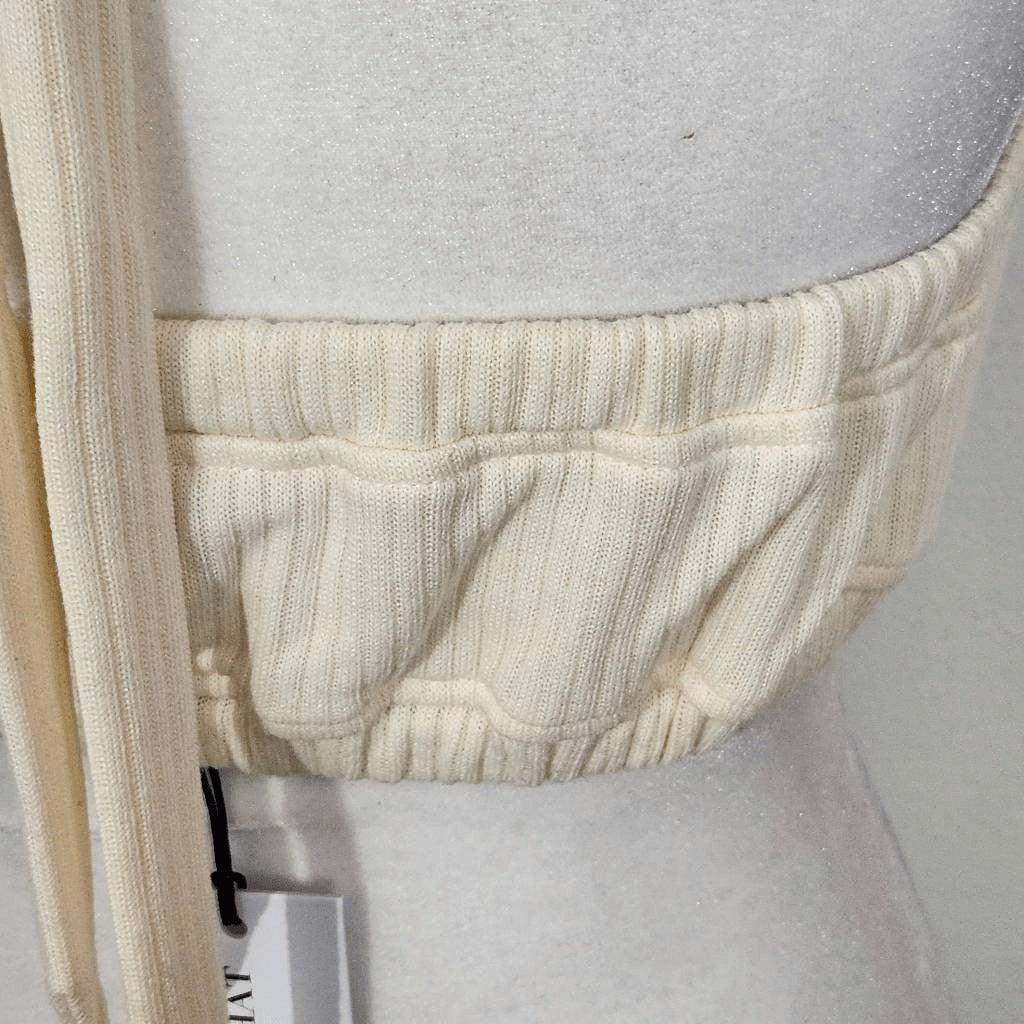 WeWoreWhat Cream Halter Crop Top Size Medium NWT Tie Neck Halter Top