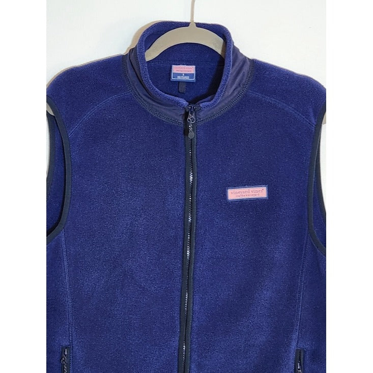 Vineyard Vines Navy Fleece Zip-Up Vest Size Small