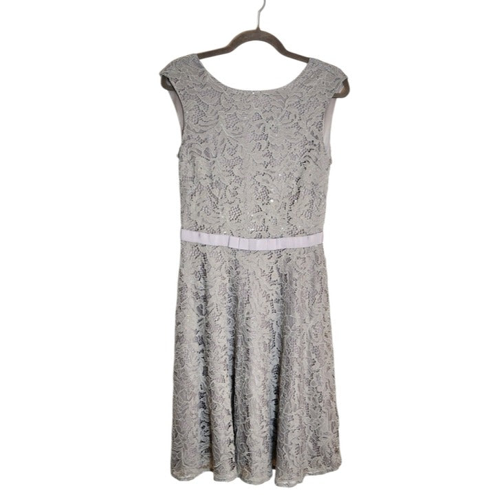 Tahari Gray Sleeveless Lace Cocktail Dress Size 6 NWOT Wedding Guest Dress