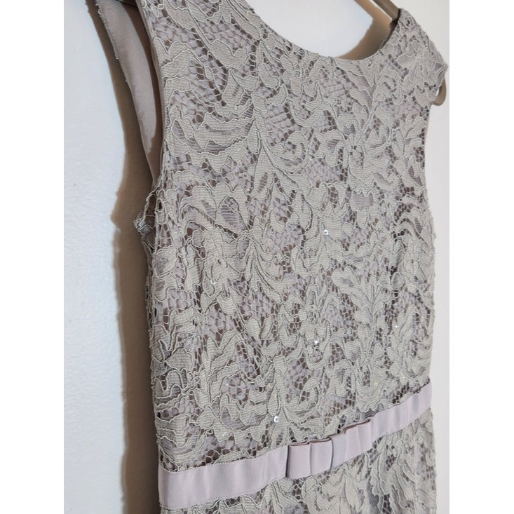 Tahari Gray Sleeveless Lace Cocktail Dress Size 6 NWOT Wedding Guest Dress