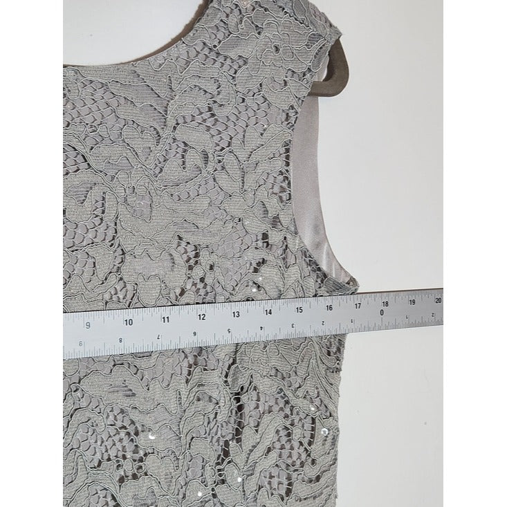 Tahari Gray Sleeveless Lace Cocktail Dress Size 6 NWOT Wedding Guest Dress