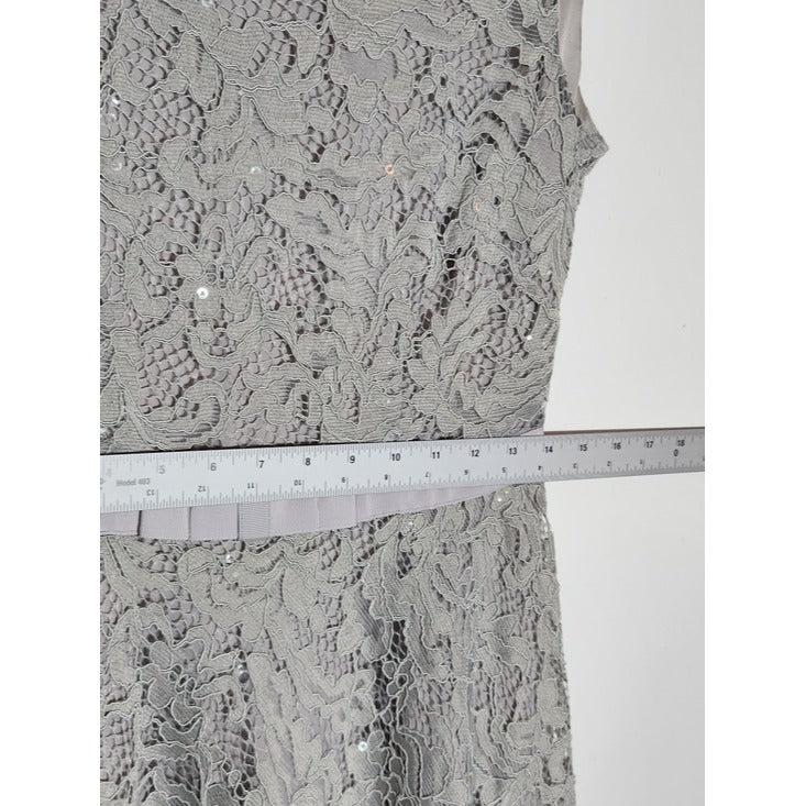 Tahari Gray Sleeveless Lace Cocktail Dress Size 6 NWOT Wedding Guest Dress