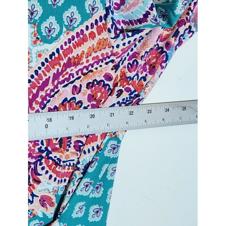 Linea Donatella Pink and Blue Paisley Robe Size Large/XL