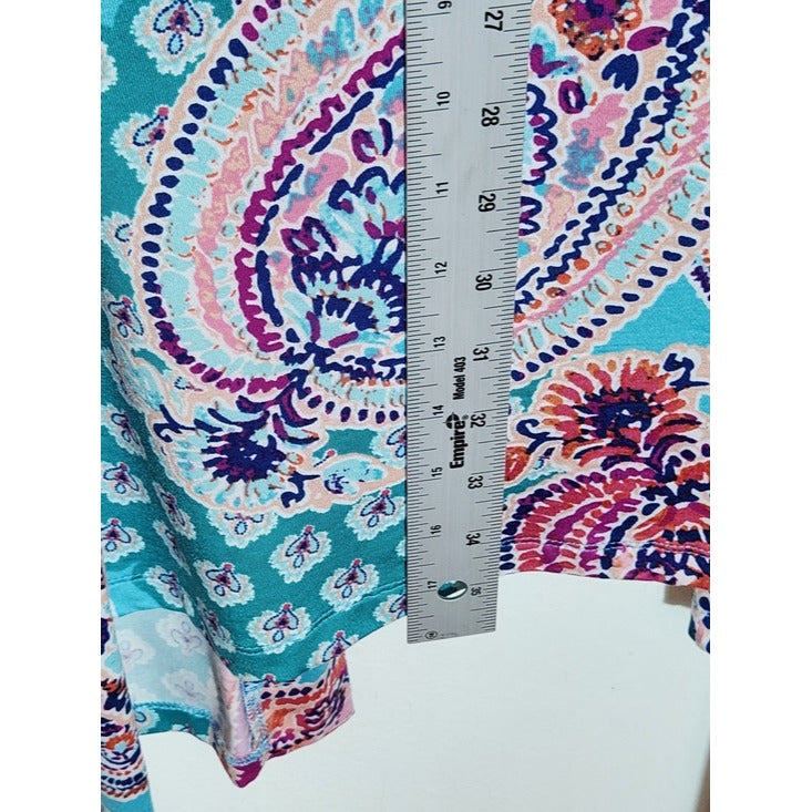 Linea Donatella Pink and Blue Paisley Robe Size Large/XL