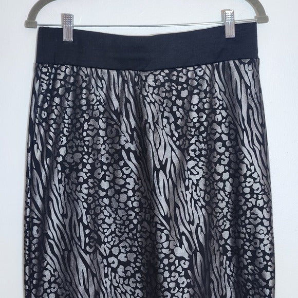 Jason Maxwell Black and Silver Animal Print Pencil Skirt Size XL