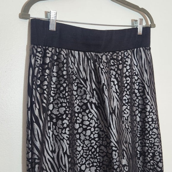 Jason Maxwell Black and Silver Animal Print Pencil Skirt Size XL